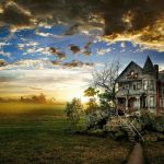 Fantastic Old House Under Gorgeous Sky HD Desktop Background