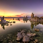 Tufa formations at sunset, south shore of Mono Lake, California, U