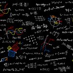 blackboard with mathematics sketches vector illustration