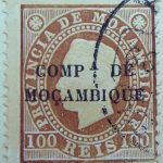 compa de mocambique black 100 reis 1892 braun brown brun mozambique stamp provincia de mocambique