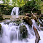 Forest Waterfall Wide Desktop Background