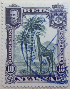 nyassa 10 reis correios portugal 1901 dunkelgrun green vert giraffe stamp