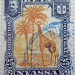 nyassa 25 reis correios portugal 1901 braunorange orange giraffe stamp