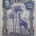 nyassa 5 reis correios portugal 1901 dunkelviolett mauve lilas giraffe stamp