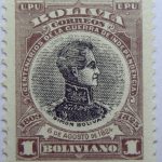 09 the 100th anniversary of the beginning of war of independence 1809 1825 u. p. u bolivia correos centenarios de la guerra de independencia. simon bolivar 6 de agosto de 1824 1 boliviano stamp