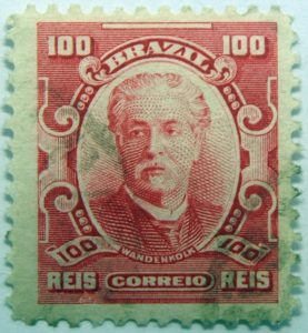 100 correio reis brazil eduardo wandenkolk carmin stamp 1906