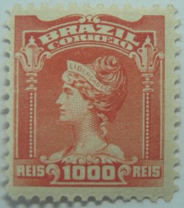 1000 correio reis brazil liberty head stamp 1906