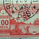 1900 the 400th anniversary of the discovery of brazil e.u. do brazil correio 100 reis 1500 red stamp