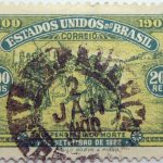 1900 the 400th anniversary of the discovery of brazil estados unidos do brazil correio 200 reis 1500 green yellow stamp 7 de setembro de 1822 paulo robin pinho