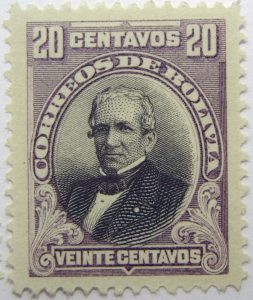 1901 correos de bolivia 20 veinte centavos santa cruz violet black stamp