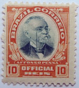 1906 president afonso pena, 1847 1909 brazil correio official 10 reis stamp