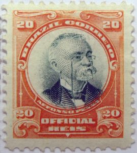 1906 president afonso pena, 1847 1909 brazil correio official 20 reis stamp