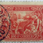 1908 the 100th anniversary of the opening of brazilian port brazil 100 rs. correio american banknote co n.y.1808 1908 centenario da abertura dos portos