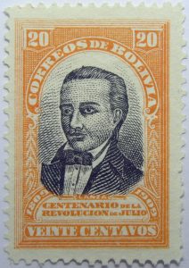 1909 the 100th anniversary of the revolution of july 1809 correos de bolivia centenario de la revolucion de julio 20 centavos orange black stamp lanza