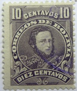 1913 frias greyish violet 10 correos de bolivia diez centavos