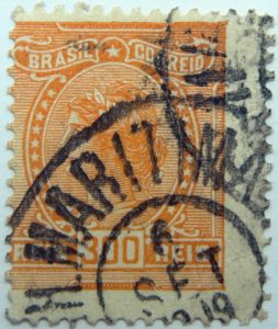 1918 1919 libertas inscription brazil correio orange 300 reis