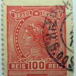 1918 1919 libertas inscription brazil correio red 100 reis