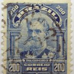 200 correio reis brazil manuel deodoro de fonseca blue stamp 1906