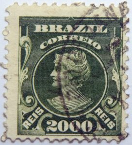 2000 correio reis brazil stamp 1906 1917 yellow green