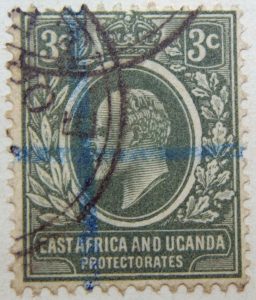 3 cents british east africa and uganda protectorates 1907 king eduard vii grun green vert stamp