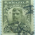 400 correio reis brazil prudente de moraes stamp 1906 olive green