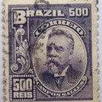 500 correio reis brazil manuel ferraz de campos salles stamp 1906 dark violet