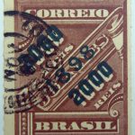 brazil newspaper stamp 1898 overprinted correio 2000r on 1000r rouletted black surcharge brown