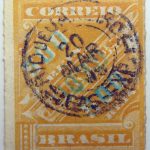 brazil newspaper stamp 1898 overprinted correio 700r on 500r rouletted green surcharge