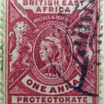 british east africa postage revenue one anna protectorate karmin carmin 1896