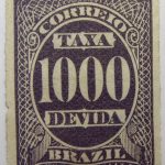 postage due stamp brazil 1890 rouletted performation correio taxa devida 1000 r blackish purple