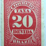 postage due stamp brazil 1890 rouletted performation correio taxa devida carmine 20