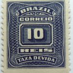 postage due stamp brazil 1906 1910 correio taxa devida 10 reis slate blue