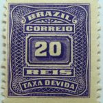 postage due stamp brazil 1906 1910 correio taxa devida 20 reis violet