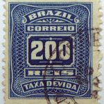 postage due stamp brazil 1906 1910 correio taxa devida 200 reis dark blue