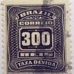 postage due stamp brazil 1906 1910 correio taxa devida 300 reis brownish black