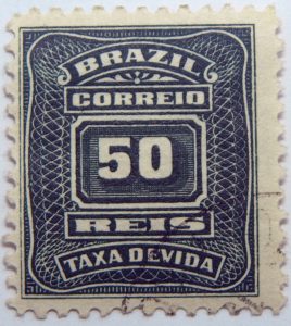 postage due stamp brazil 1906 1910 correio taxa devida 50 reis green