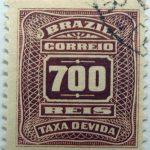 postage due stamp brazil 1906 1910 correio taxa devida 700 reis brown