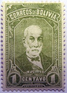 correos de bolivia 1 centavo olive frias stamp