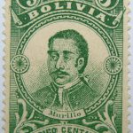 correos de bolivia 5 centavos green murillo stamp