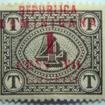 04 postage due stamps overprinted republica dominicana 1 4 centavo correos red overprinted stamp brownish olive color