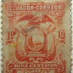 1881 1887 coat of arms ecuador correos 10 diez centavo orange stamp