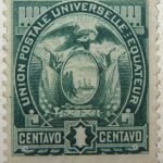 1887 coat of arms inscription union postale universelle equateur 1 centavo green ecuador stamp