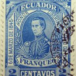 1896 liberal party s electoral victory 9.october union postal universal ecuador honor libertad 6de marzo de1845 elizalde franqueo 2 centavos blue stamp