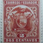 1897 coat of arms correos del ecuador upu 2 dos centavos orange stamp