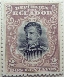 1899 june republica del ecuador 2 dos centavos correos abdon calderon brownish lilac black stamp