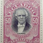 1899 june republica del ecuador 50 cincuenta centavos correos pedro jose carbo brownish lilac black