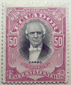 1899 june republica del ecuador 50 cincuenta centavos correos pedro jose carbo brownish lilac black