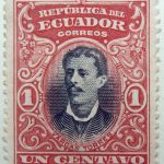 1901 republica del ecuador 1 un centavo correos luis vargas torres red black stamp