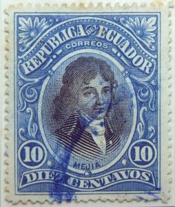 1901 republica del ecuador 10 diez centavos correos joe mejia de lequerica dark blue stamp