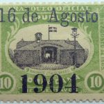 1904 official mail stamps overprinted 16 de agosto 1904 dominicana republica yellowish green black stamp 10 centavos baluarte 27 de febrero